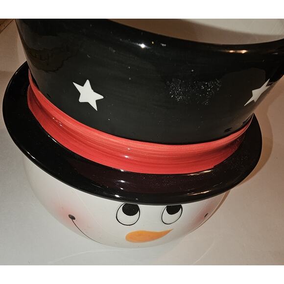 Edible Arrangements Snowman with Top Hat Ceramic Centerpiece Vase Planter Bowl - Picture 3 of 8
